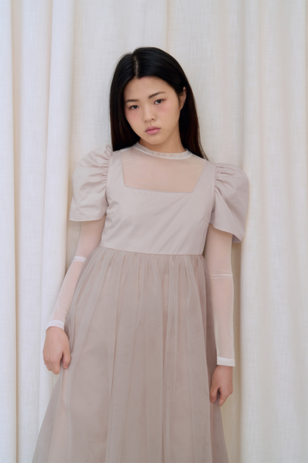[Exclusive] flétta 74 (Square Neck Tulle Dress)_Dusty Pink