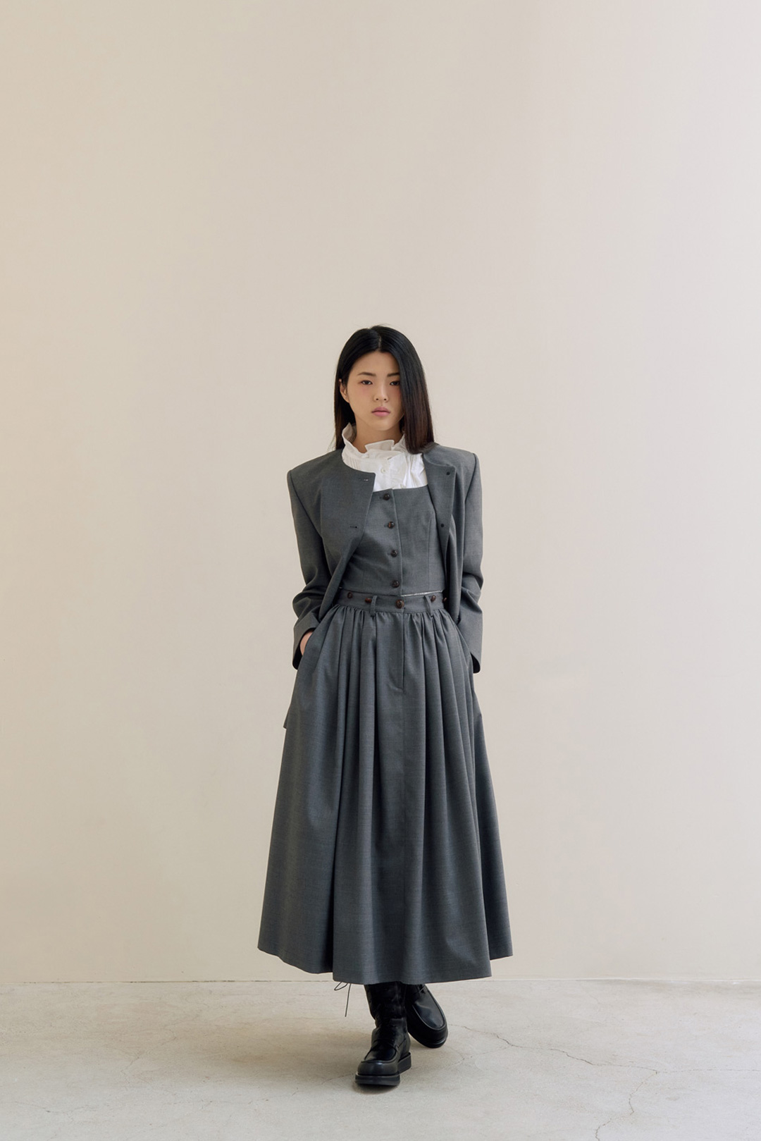 [2차] flétta Overall skirt_Charcoal
