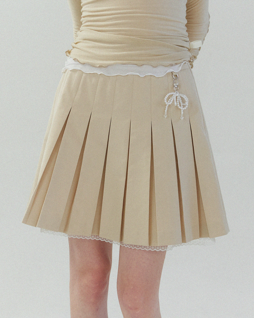 flétta lace pleats skirt (beige)