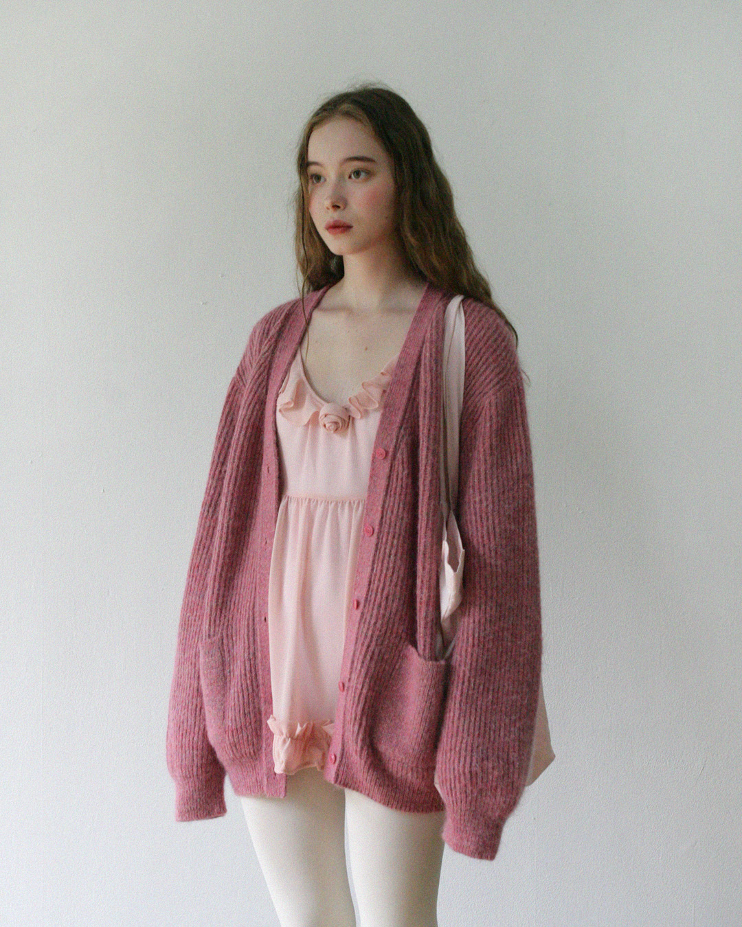 Classic Long Cardigan Pink (YARNS FROM ITALY)