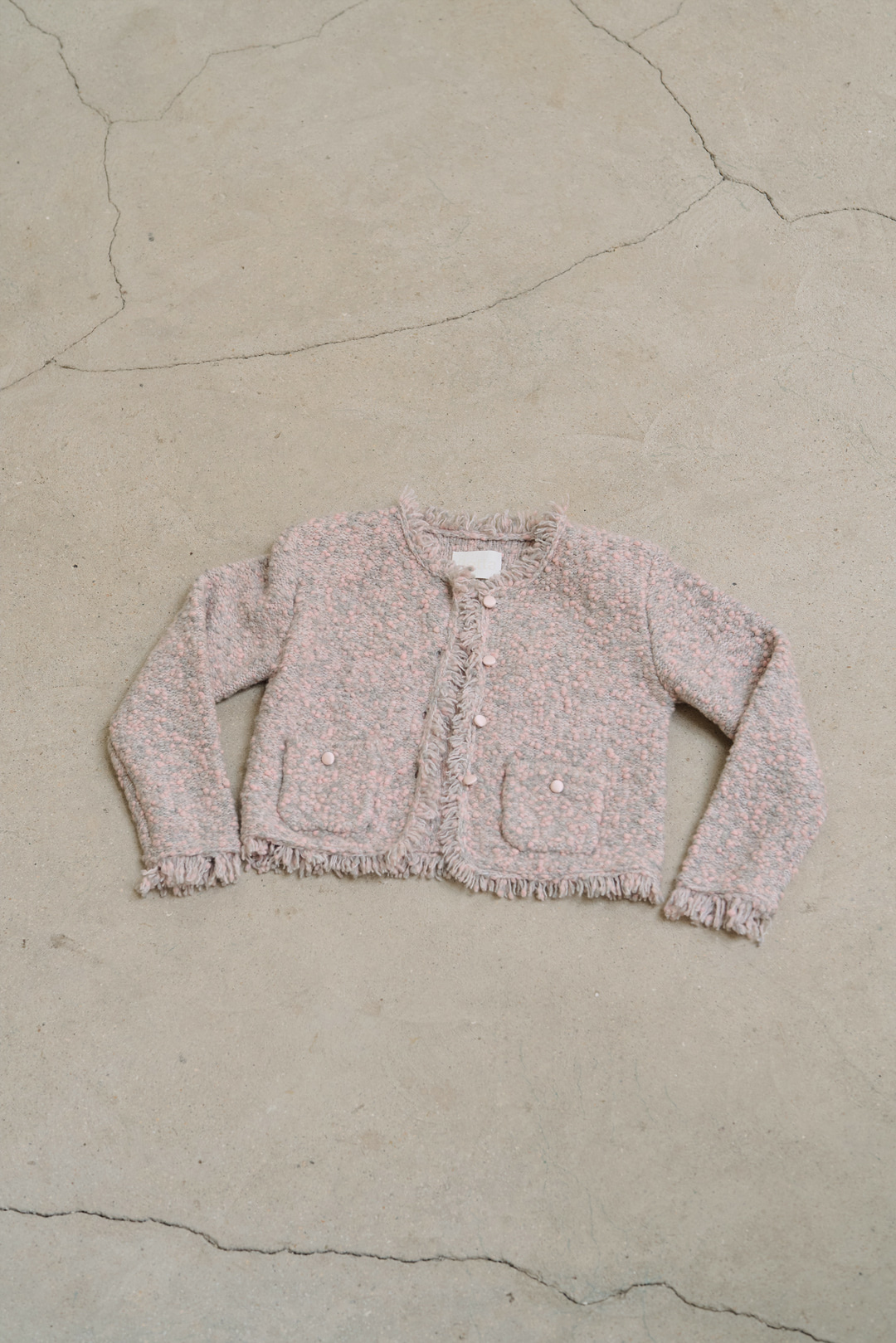 [2차] flétta Tweed Knit Jacket_Pink Gray