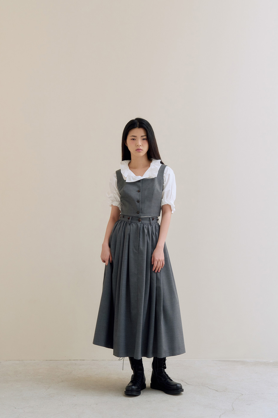 [2차] flétta Overall skirt_Charcoal